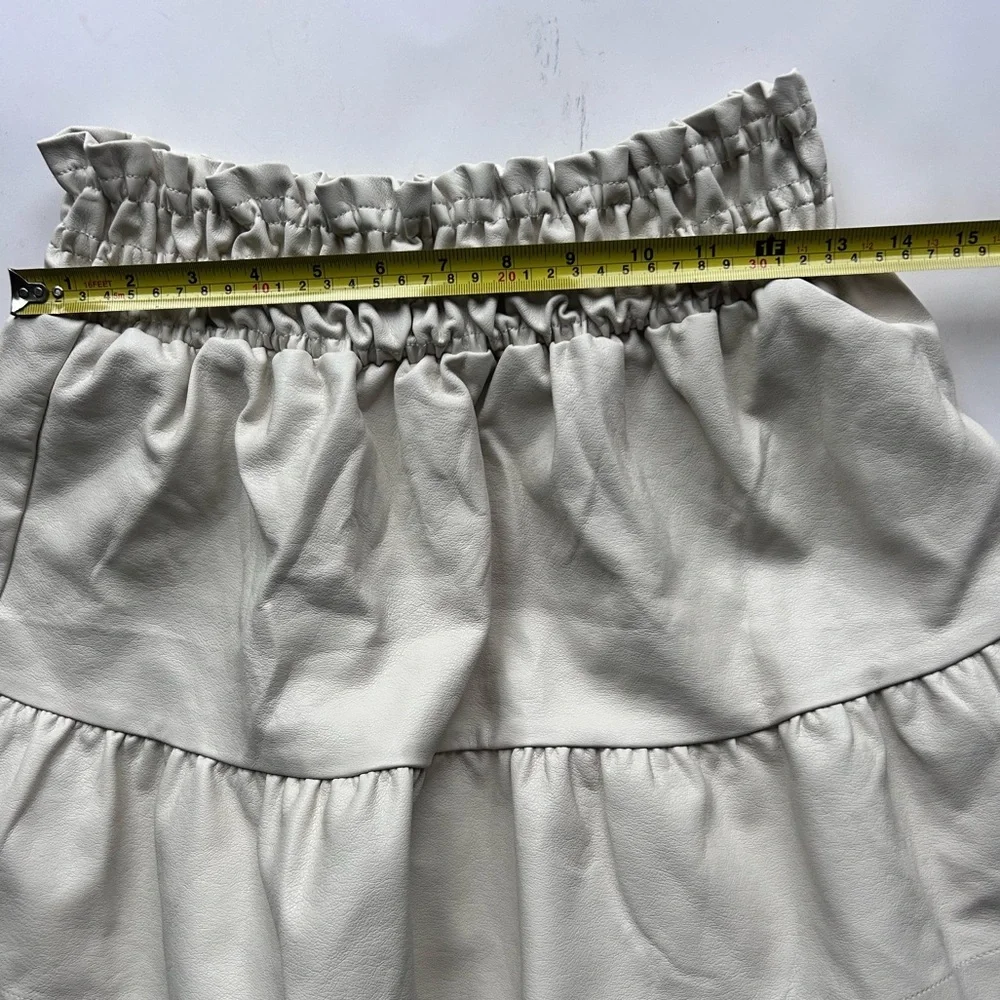 Anthropologie The Somerset Mini Skirt: Faux Leather off white - Picture 9 of 11